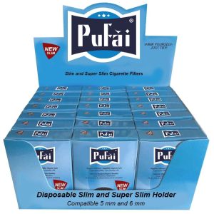 PUFAI Slim Cigarette Filters 5–6 mm 525 Pieces – 21 Turquoise Boxes