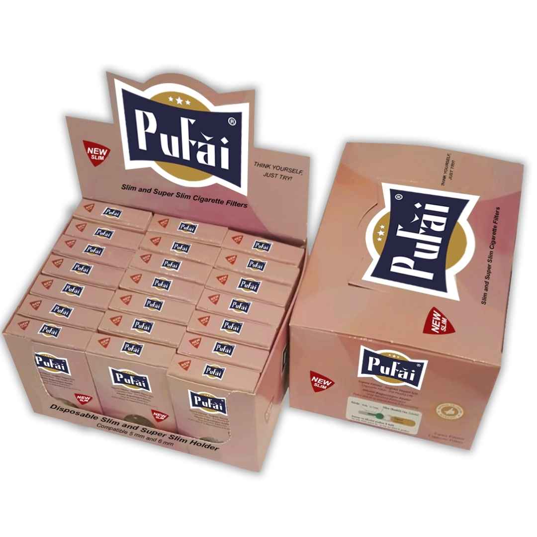 PUFAI Slim Cigarette Filters 5–6 mm 525 Pieces – 21 Rose Boxes